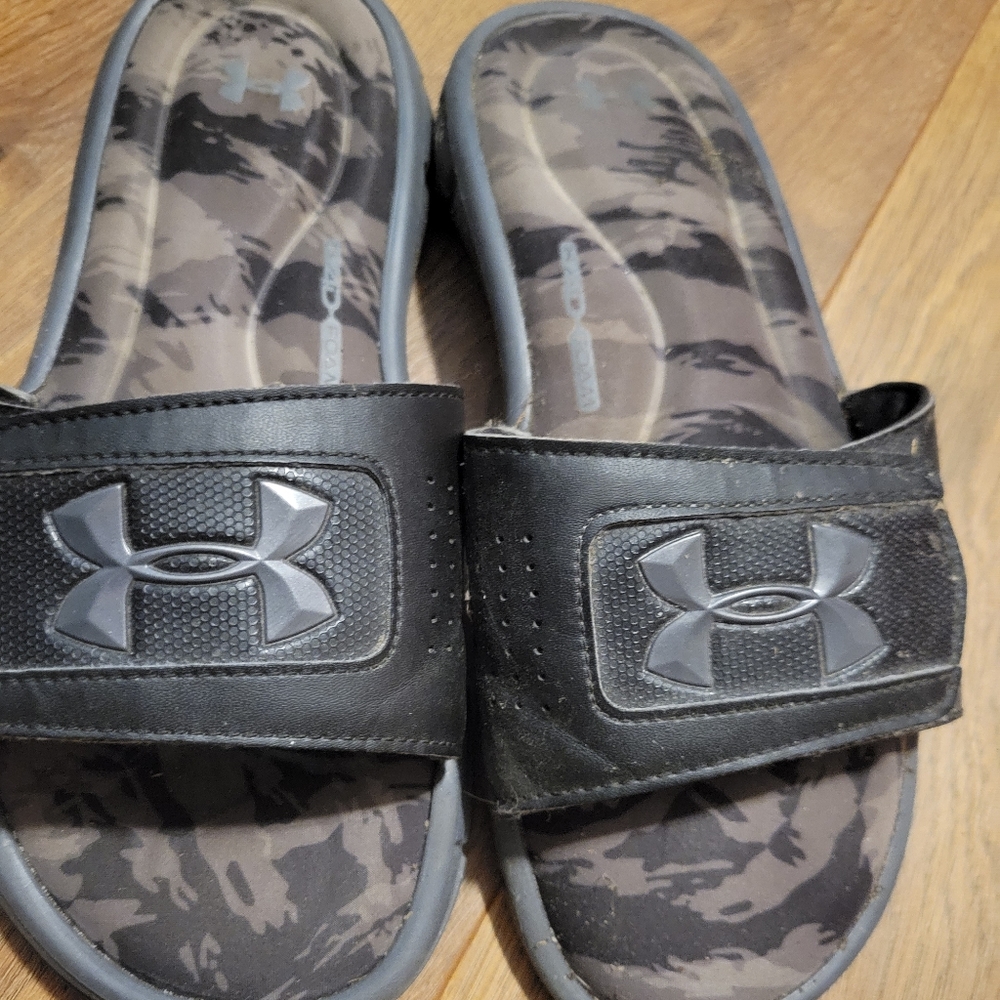 Boys Camo Under Armour Slides